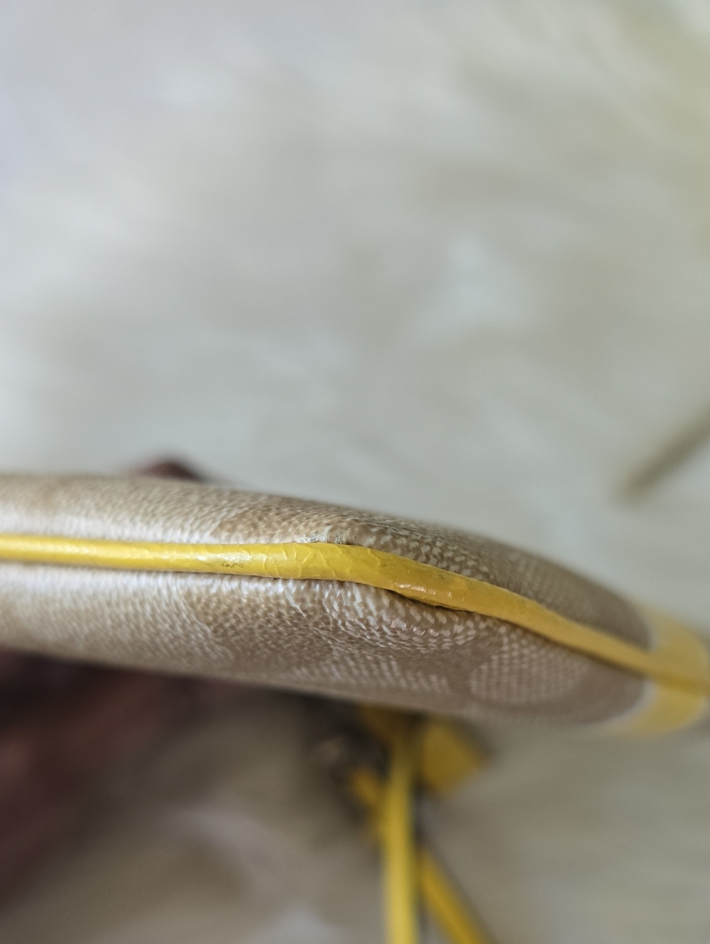 Coach Beige Signature Canvas Wristlet with Yellow Stripe And Hangtag - Picture 7 of 15